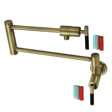 Kingston Brass KS4103CKL Wall Mount Pot Filler Faucet, Antique Brass KS4103CKL